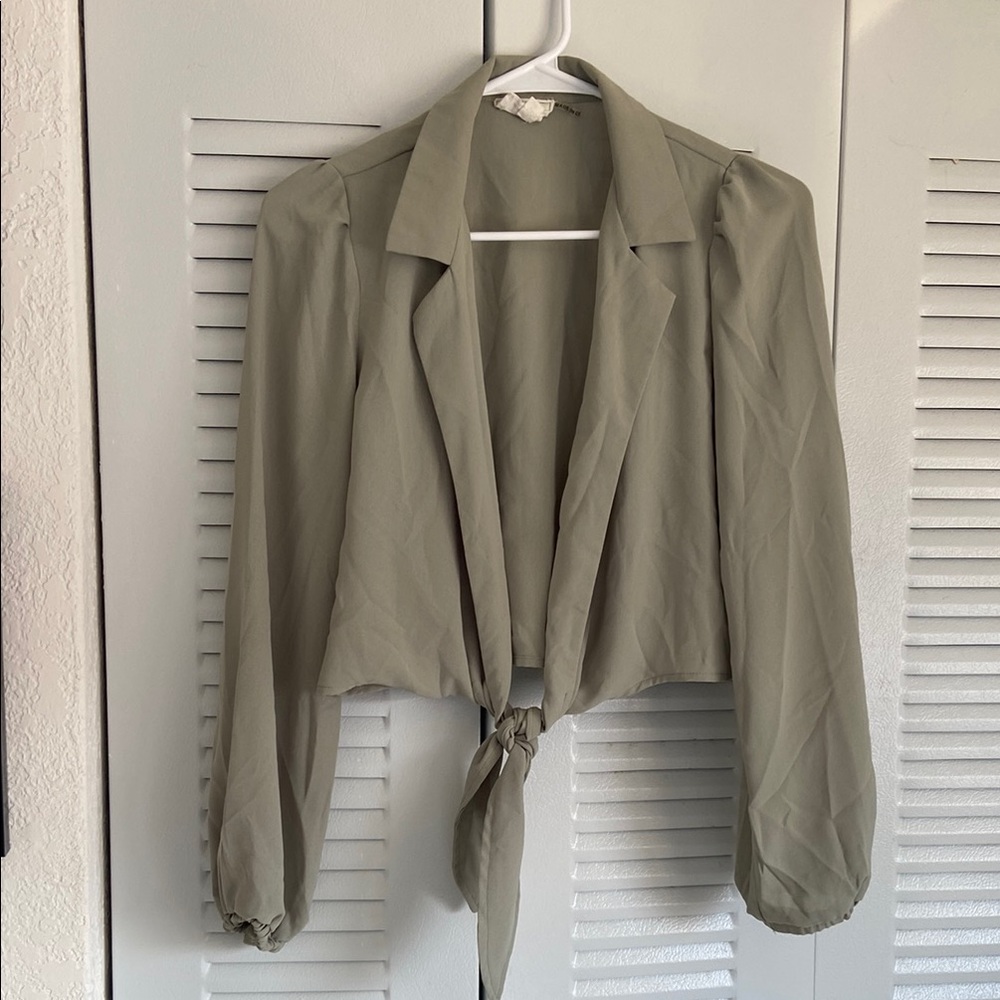 Olive Green Women's Tie-Front Jacket